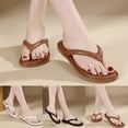 thumbnail image 2 of Flip Flops for Women Dressy Summer Slip on Slides Lightweight Thong Sandals Comfortable Memory Foam Slippers Black Size 6.5, 2 of 7