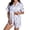 d-501Light Blue307, variant on MEZZALL Women Satin Pajama Set Lapel Collar Short Sleeve Button Down Top Elastic Waist Shorts Loungewear Sleep Set Bowknot Print Sleepwear for Ladies Home Nightwear Fashionable 2 Piece Pjs