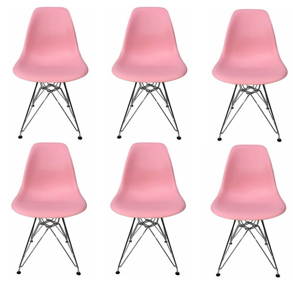 Eiffel Dining Chair with Chrome Base - Pink