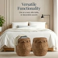 thumbnail image 6 of Best Choice Products Scalloped Water Hyacinth Storage Tote Basketwith Lid - Chestnut, 6 of 10