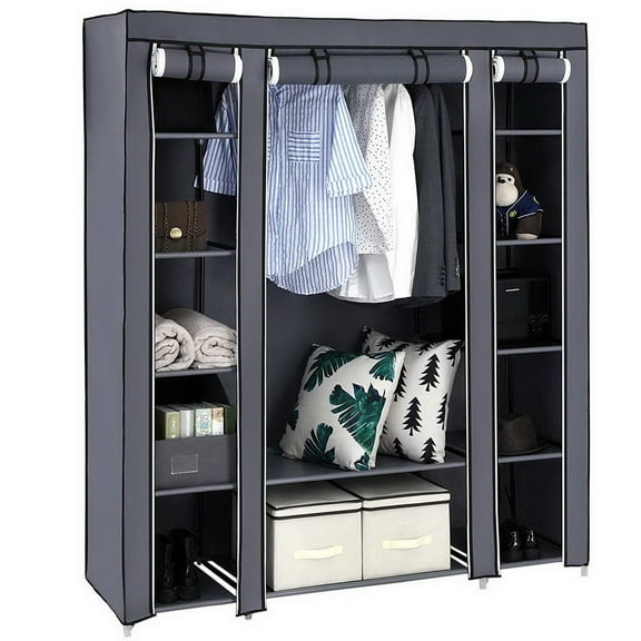 69" Portable Closet Clothes Organizer Shelf Home Wardrobe Storage Standing Bedroom Armoires