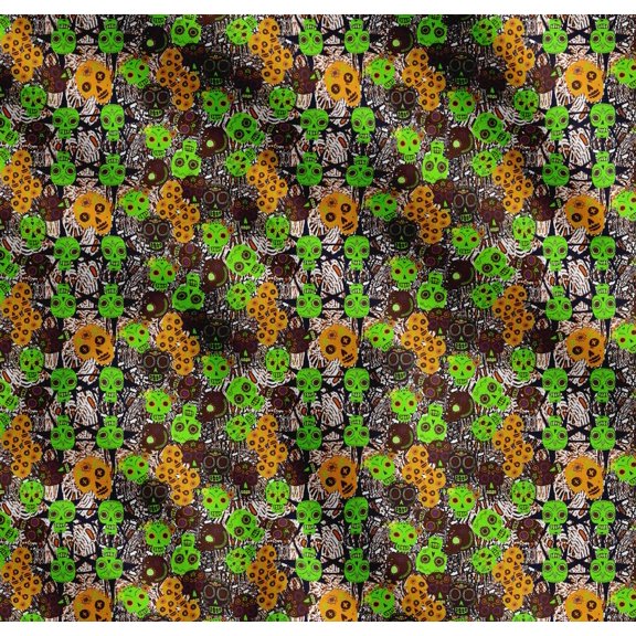 Soimoi Cotton Voile Fabric Artistic Skull Printed Fabric 1 Yard 42 Inch Wide