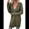 thumbnail image 3 of Suéter Cárdigan de Larga para Mujer, Otoño e Invierno, Tejido de Punto , con Botones Delanteros, Abrigo Verde XL, 3 of 8