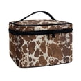 thumbnail image 2 of HELLHERO Portable Makeup Cosmetic Bag Organizer Travel Cosmetic Bag Brush Holders Portable and Durable With Zipper & Handle Brown Cow Print Pattern, 2 of 6