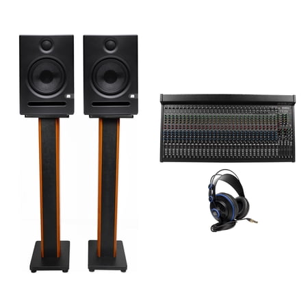 Mackie 3204VLZ4 32-ch. 4-Bus FX Mixer 3204-VLZ4+Monitors+Headphones+36" Stands