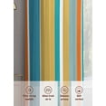 thumbnail image 6 of Blue Teal Orange Striped Sheer Curtains 45 Inch Length 2 Panels Set - Light Filtering Window Treatments, Farmhouse Stripe Rod Pocket Semi Curtains for Living Room/Bedroom/Kitchen Décor, 104"W x 45"L, 6 of 7