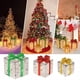 thumbnail image 5 of Billuyoard Caja de regalo navideña con adornos de lazo y materiales de luces LED. Estas cajas de regalo luminosas son Kits de decoración para fiestas raya roja y verde, 5 of 6
