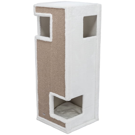 TRIXIE Gerardo Plush & Sisal 3-Story 39.4" Cat Condo Tower with Removable Cushions, Brown