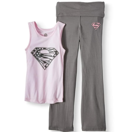 Girls' Supergirl Shield Logo Yoga 2-Piece Pajama Tank Sleep Set