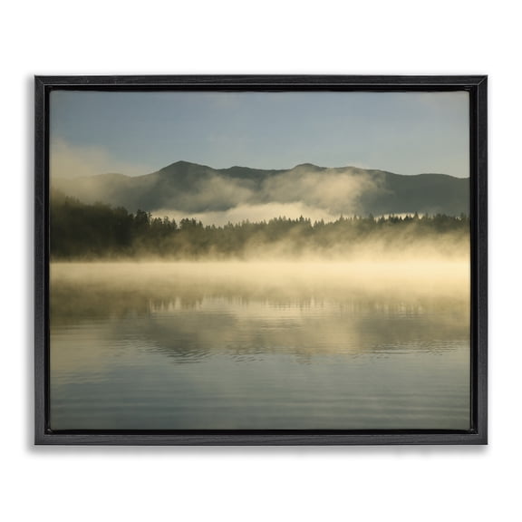Stupell Industries Traditional Misty Lake Mountain Range Scenery Black Floating Frame Canvas Art, 31 x 25, by Carol Robinson