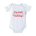 thumbnail image 3 of Baby Boy Girl Valentines Day Clothes Romper Heart Letter Print Short Sleeve Romper Jumpsuit Cute Shirts Romper Jumpsuit Layette Set Spring Summer Festival Clothes for Kids 9-12 Months, 3 of 5