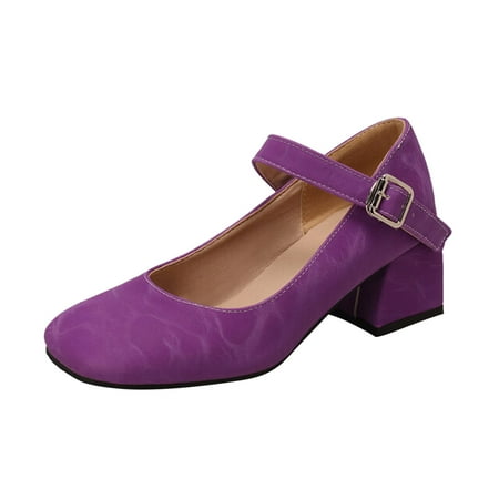 

2024 Fashion New Style Ladies Fashion Solid Color High Heel Shoes Buckle Round Toe Floral Wedges for Women Thick High Heeled Single Champagne High Heels Shoes Discounted price