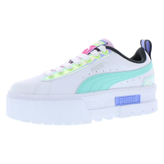Puma Mayze Glowing Up Platform GS Girls Shoes Size 6, Color: Puma White/Electric Peppermint