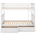 thumbnail image 6 of Twin Over Twin Bunk Bed with 2 Storage Drawers, Wood Convertible Bunk Bed with Safety Rail and Trundle, Platform Bedframe for Teens Adults, No Spring Box Needed, White, 6 of 9