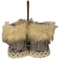 thumbnail image 4 of Northlight Houndstooth Booties with Faux Fur Trim Christmas Ornament - 3", 4 of 4