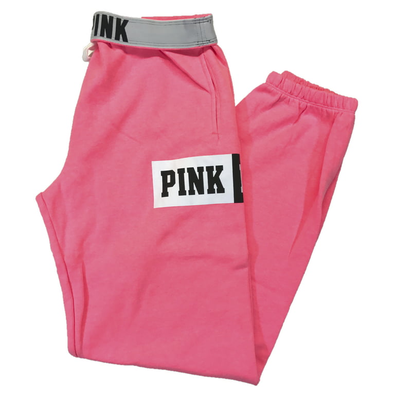 Victoria's Secret PINK Campus Sweat Pants Black White Logos