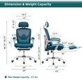 thumbnail image 6 of JIOABL Ergonomic Office Chair - High Back Mesh, Reclining with Lumbar Support, Adjustable Headrest, Footrest & Padded Arms, Blue, 6 of 6