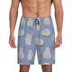 thumbnail image 1 of Balery Cute Fat Cat Pantalones cortos de pijama de punto de algodón para hombre con cinturilla y bolsillos-Small, 1 of 6