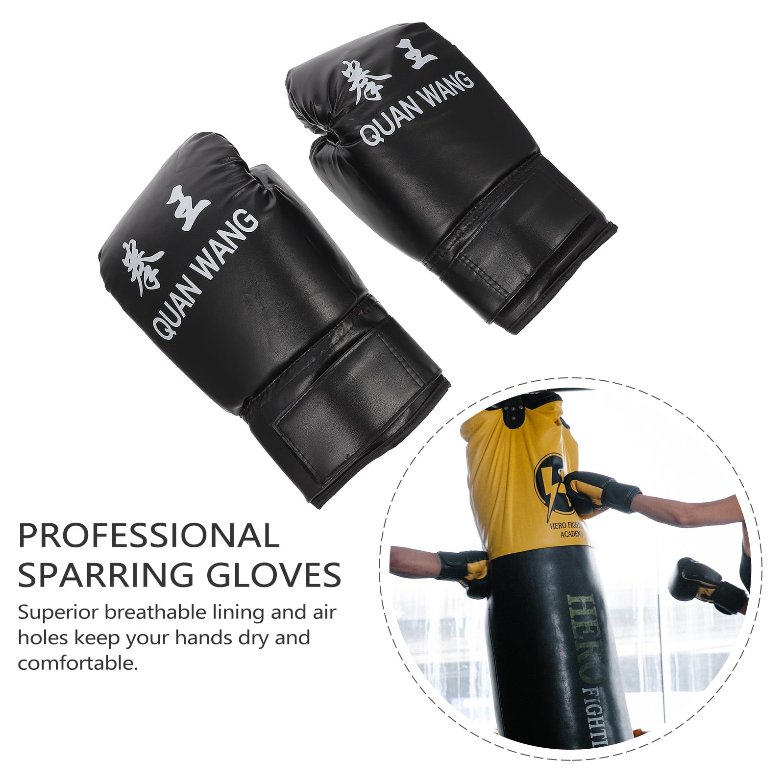 DEEPCRAFF 1Pair Thickened Kickboxing Gloves Black Professional Boxing Supply with Air Flow Design