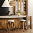 thumbnail image 2 of Nathan James Amalia Bohemian Swivel Bar Stool, Backless Counter Height Boucle Counter Stool with Solid Wood Legs and Upholstered Seat, White Oak, 2 of 6