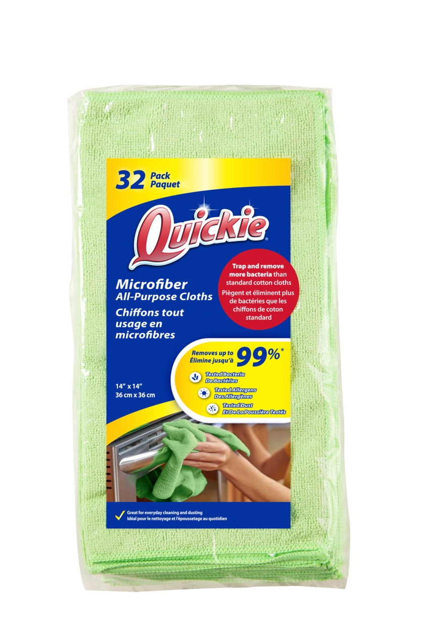 Quickie Microfiber All Surface Cleaning Cloth; Removes 99% of Tested Bacteria & Allergens, All Purpose Cleaner