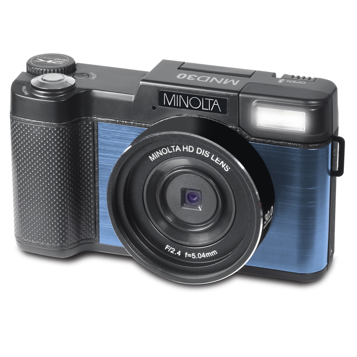 Minolta MND30 30MP 2.7K QHD 3.0" LCD Screen Digital Camera, Blue, With micro SD Card and Slinger Camera Bag