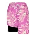 thumbnail image 3 of Ceisia Men's Pink & Gold Palm Leaf Print Beach Shorts with Quick Dry Stretch Fabric and Anti-Exposure Liner Multicolor M Gifts, 3 of 6