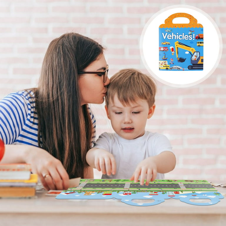Miuline Reusable Sticker Pad,Removable Toddler Scenes Stickers Book Learning Toys Gift for Boy Girl Age 2+ Years Old, Size: 23.5
