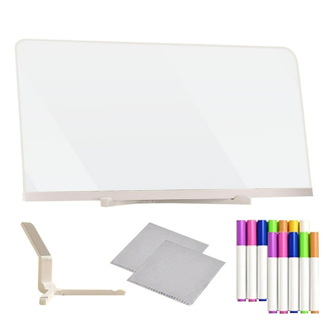 Magicboard Clear Drawing Board with Cloth Light Adjustable Holder 12 Colorful Pens 1ML Plastic Material LED Technology Easy to Use Erase Use for Room Store Festival Present Restaurants Cafés