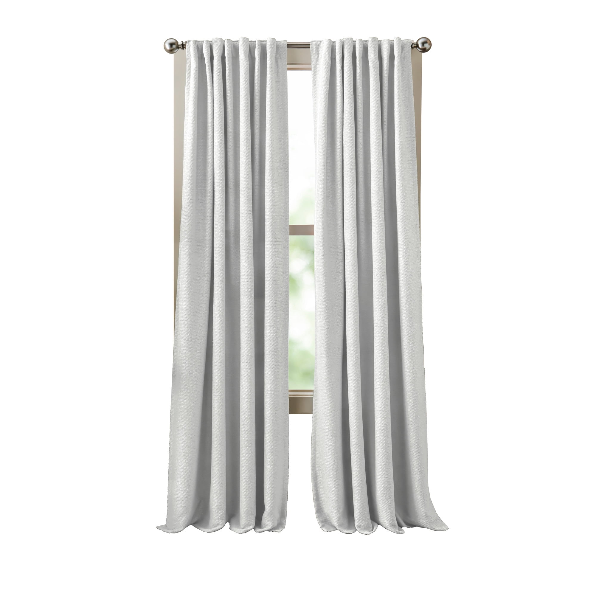 Martha Stewart Bethune Curtain Panel Pair, White, Pole Top, Back Tab, Blackout Lined, Indoor, Adult, 2 Piece Set, 50" x 95"