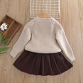 thumbnail image 4 of Conjuntos de blusas y camisas de cuello redondo y manga larga Suéter de punto para niños Cárdigan de flores Top de dos piezas y media falda Conjunto dulce y lindo Conjunto de poliéster para niños, 4 of 9