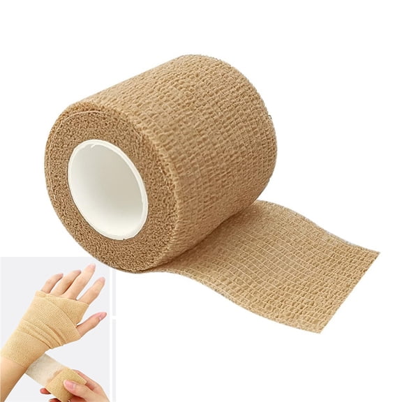 HYG 1 Pack Self Adhesive Bandage Wrap, 4.5m Elastic Cohesive Bandage Tape Flexible & Breathable Athletic Stretch Band for Wrist Finger Ankle Sports and Vet Wrap,Grip Tape (Brown)