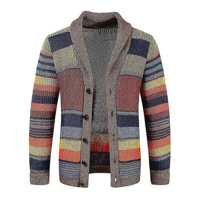 Button Color Sweater With Pockets Men's Knitted Cardigan Sweater Jacket