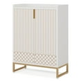 thumbnail image 5 of Spaco Shoe Rack, Minimalist White Shoe Cabinet with Gold Strip - Elegant Storage for Any Room, White, 5 of 8