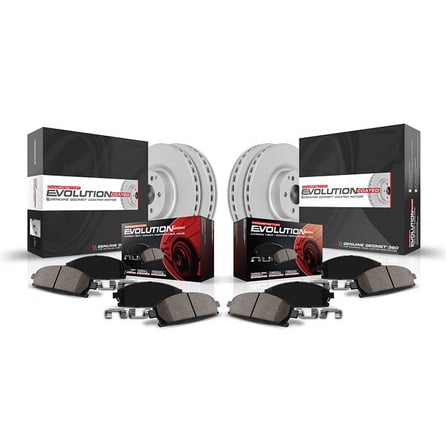 Power Stop Front and Rear Geomet Coated Brake Rotor and Pad Kit CRK7097