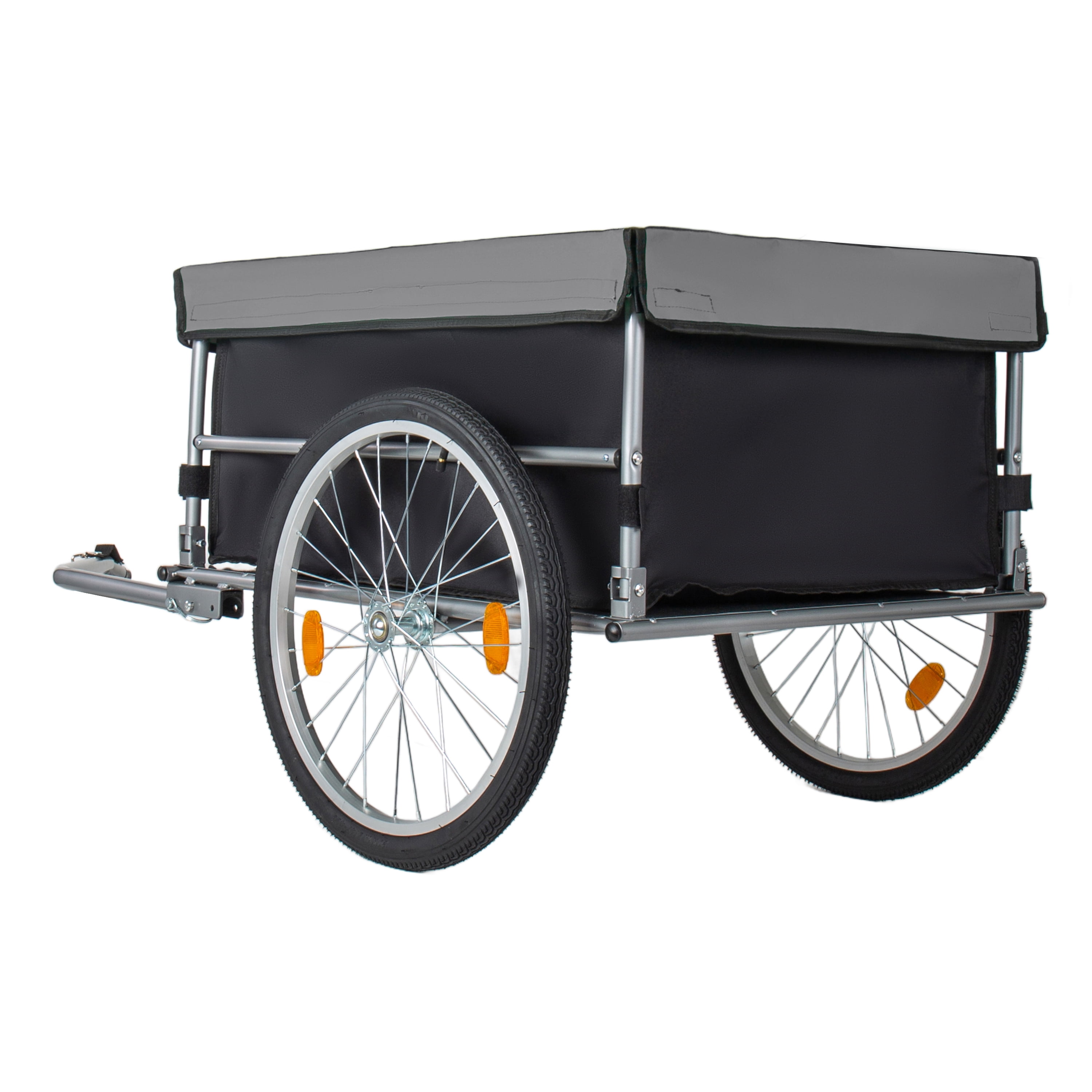 Foldable Bicycle Cargo Trailer, 20" Wheels, Removable Cover, Folding Frame Quick Release, 120LBS Load for Luggage/Tools/Groceries