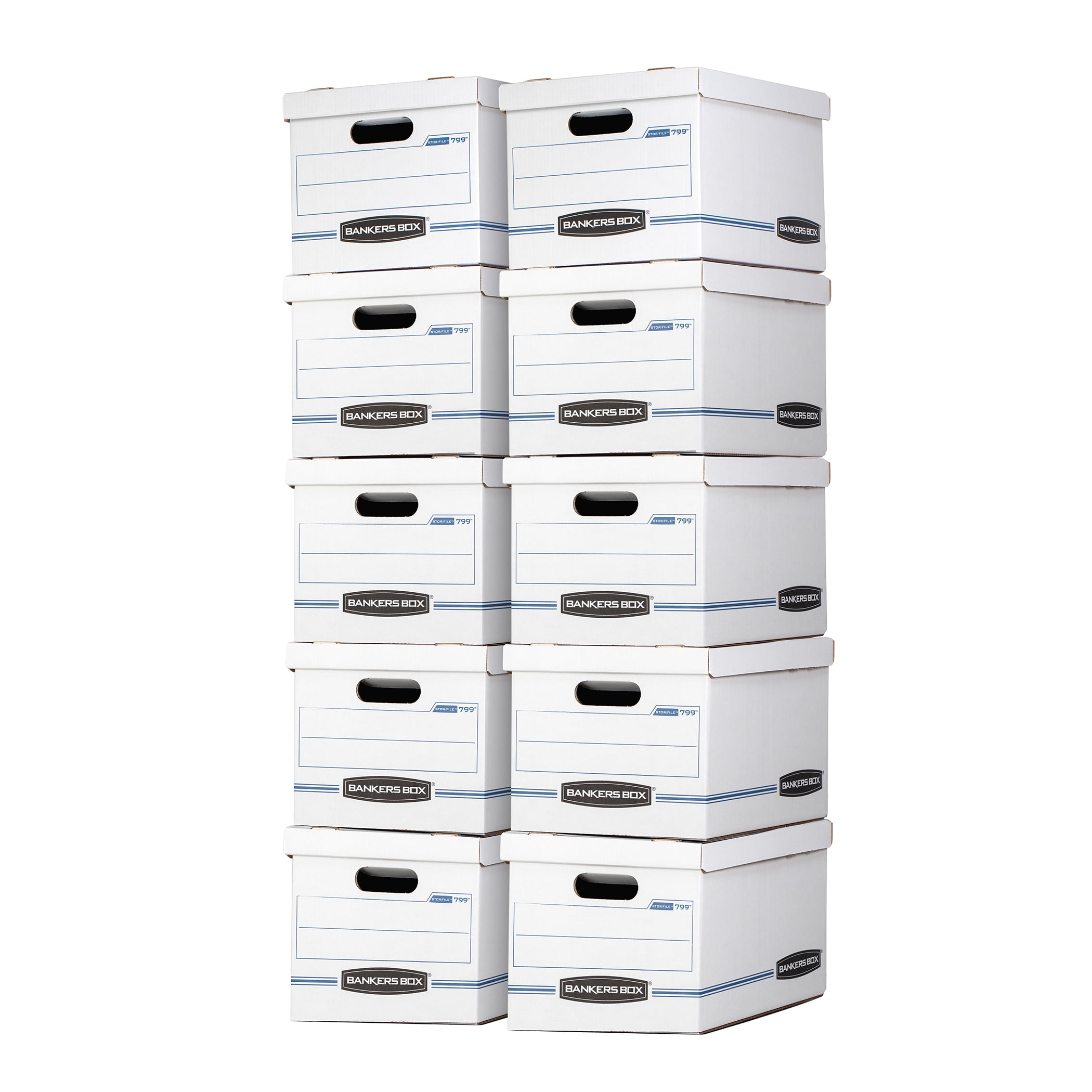 Bankers Box Basic Duty Letter/Legal File Storage Box with Lids, 10 Pack, White