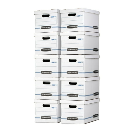 Bankers Box Basic Duty Letter/Legal File Storage Box with Lids  10 Pack  White