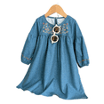thumbnail image 2 of LYMAYTER Girls Denim Dress Toddler Long Sleeve Round Neck A-Line Dress Casual Spring Fall Outfit, 2 of 8