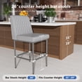thumbnail image 4 of Genpo Counter Height Bar Stools Set of 2, 26" Industrial Kitchen Counter Height Stools with Back, Gray Leather Barstools with Padded Seat and Painted Metal Frame for Kitchen Island, 4 of 9