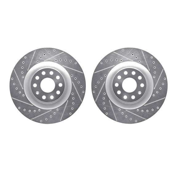 Dynamic Friction Company Front Brake Rotors-Drilled and Slotted-Silver 7002-74009