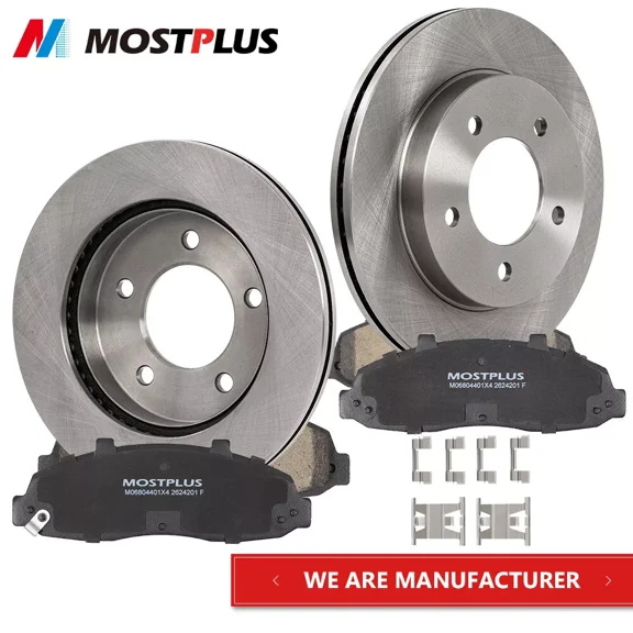 MOSTPLUS 2PCS Front Disc Brake Rotors w/ Ceramic Brake Pads for 1997-2003 Ford F-150 4WD