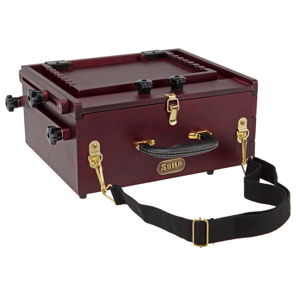 Soho Urban Artist Pochade Box for Plein - Aire Painting French Easel, Lightweight, Portable & Adjustable, Mahogany Finish