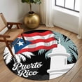 thumbnail image 3 of Round Rugs 8 Ft, Puerto Rico Flag Non Slip Area Rugs for Kitchen Bedroom Entryway, Modern Art Palm Tree American Flags Washable Carpet Runner Rug Floor Mats for Bedroom Home Decor, 3 of 9