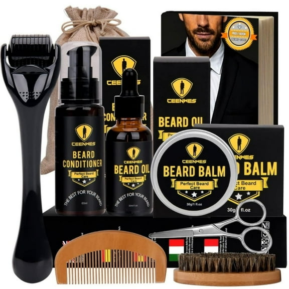 Beard Care Set, Men's Beard Grooming Care Set, Beard Conditioner, Beard Oil, Beard Brush, Beard Balm, Beard Comb, Beard Clippers for Beard Care and Grooming, Christmas Gift.