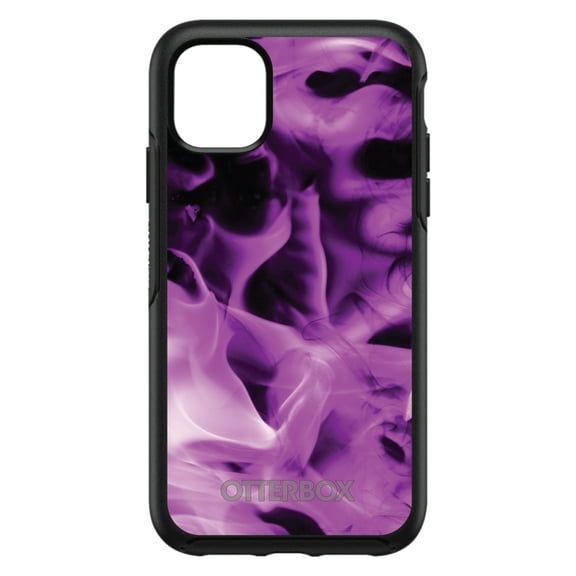 DistinctInk Case for iPhone 15 (6.1" Screen) - OtterBox Symmetry Custom Black Case - Violet Flame Fire - Printed Image of Fire