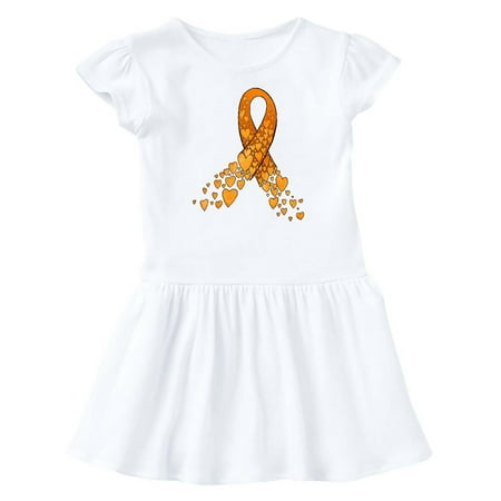 

Inktastic Leukemia Awareness with Orange Ribbon Made of Hearts Gift Baby Girl Dress