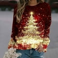 thumbnail image 5 of Womens Holiday Sweatshirts Christmas Outfits Long Sleeve Crewneck Shirt Xmas Tree Snowman Cute Pullover, XL Red, 5 of 5