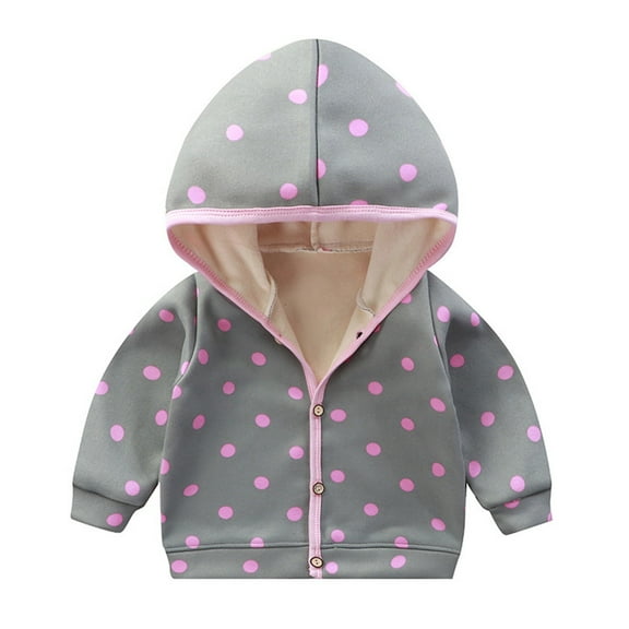 Otqutp Baby Long Sleeve Sweatshirt Boys Girls Hooded Padded Long Sleeve Button Up Jacket Car Striped Polka Dot Pattern Tops(Purple,3-6 Months)