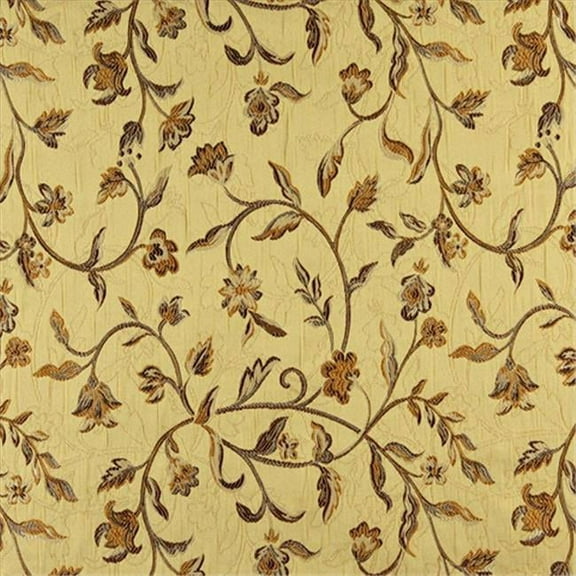 Designer Fabrics  54 in. Wide Gold- Brown And Ivory Embroidered- Floral Brocade- Upholstery And Window Treatments Fabric